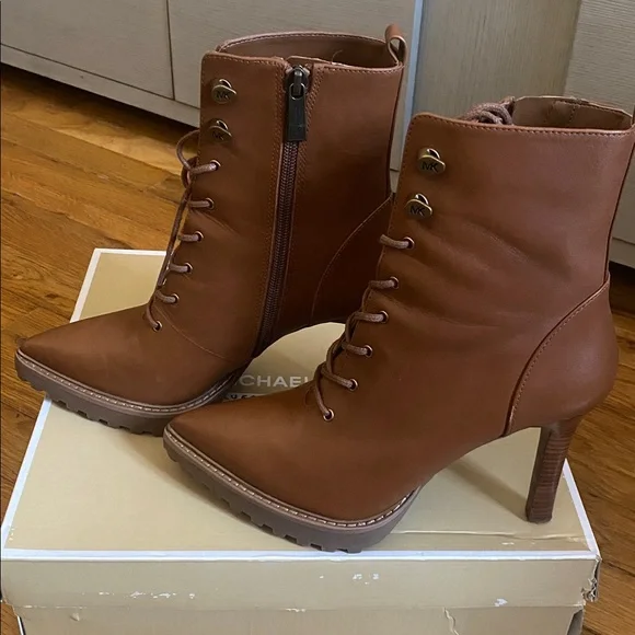 Michael Kors Tan Lace-Up Boots - Picture 3 of 6